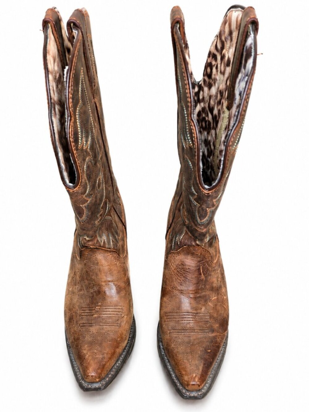 Laredo Brown Leather Westerncore Cowboy‎ Boots Women's 10M Embroidered Rodeo